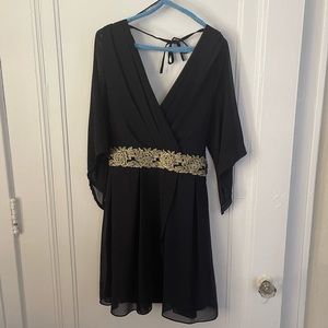 Apricot navy cocktail dress